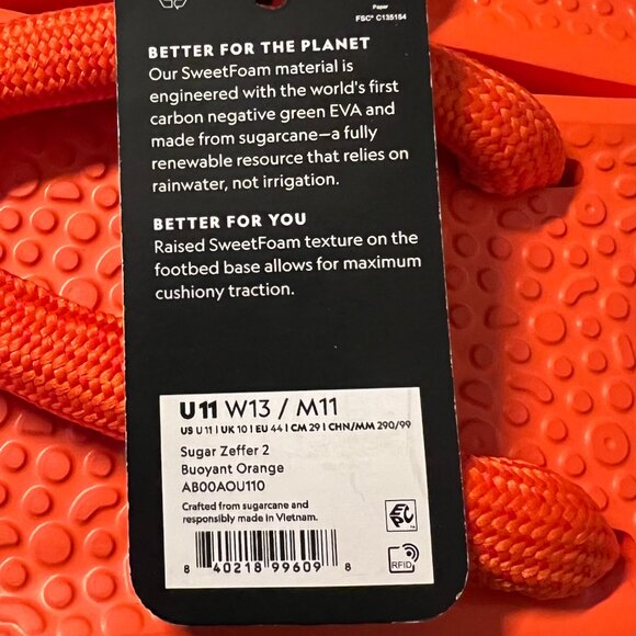 allbirds Sugar Zeffer 2 Unisex Flip Flops Bouyant Orange NWT W 13 M 11 - Picture 3 of 3